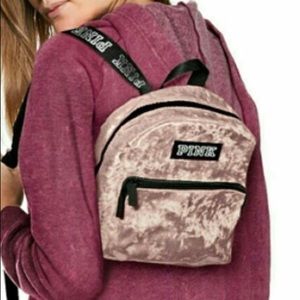 Pink Mini Velvet Campus Backpack